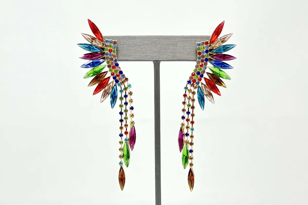 Gold Earrings Multi Color Stones ( 0002 GMLT ) sold by Oh My Jewelry