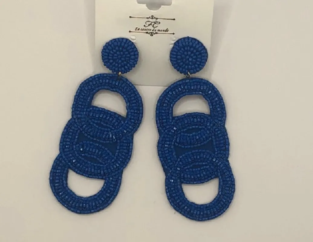 Blue Bead Earrings ( 1424 RBL ) sold by Oh My Jewelry
