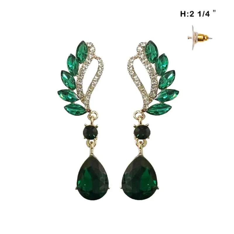 GOLD EMERALD GREEN EARRINGS ( 199 GGR ) sold by Oh My Jewelry