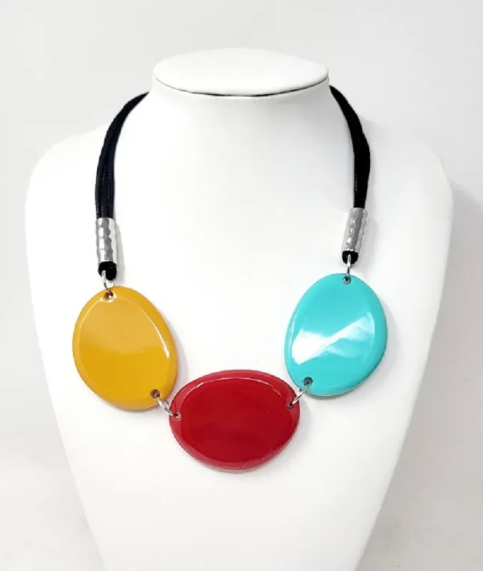 SILVER BLACK MULTI COLOR THREAD NECKLACE ( 10475 RMT ) sold by Oh My Jewelry