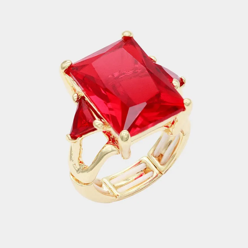GOLD STRETCH RING RED STONES ( 2220 GDRD ) sold by Oh My Jewelry