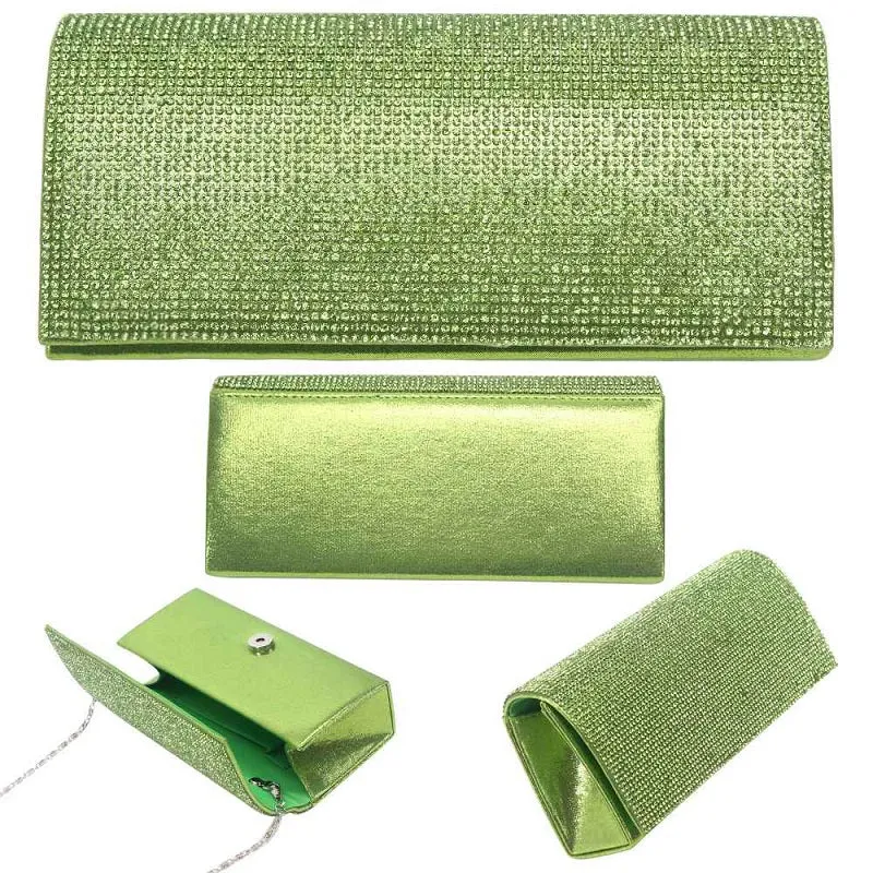 Lime Green Rhinestone Evening Bag Purse with Chain ( 3343 ) sold by Oh My Jewelry
