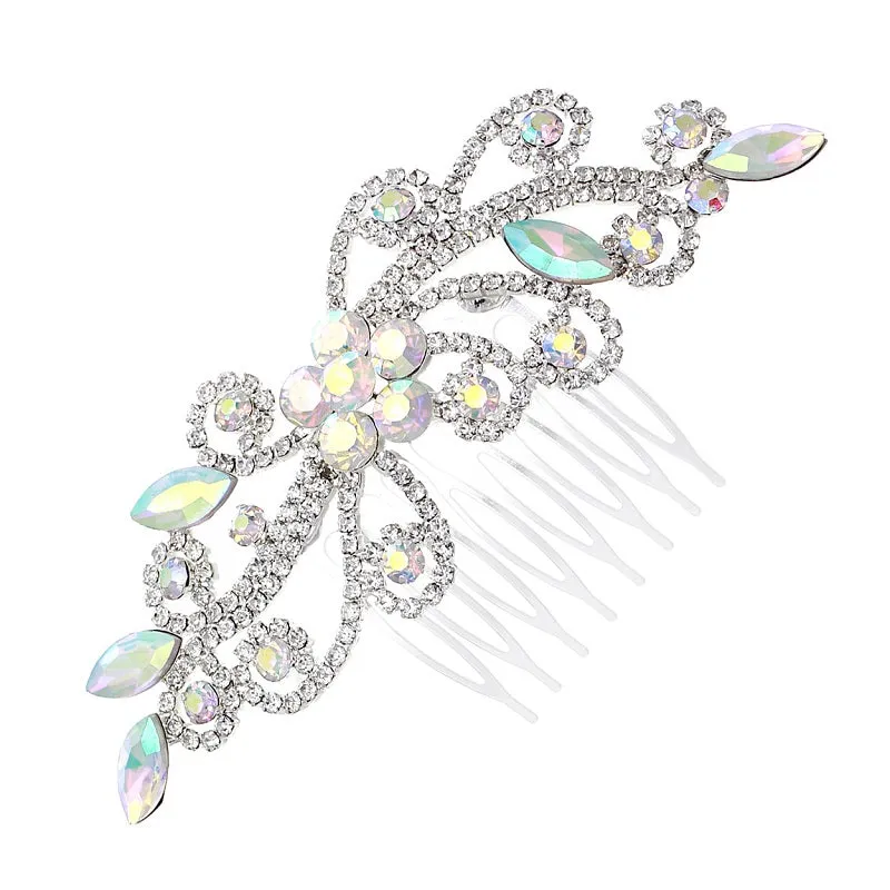 SILVER HAIR COMB CLEAR AB STONES ( 71573 ABS ) sold by Oh My Jewelry