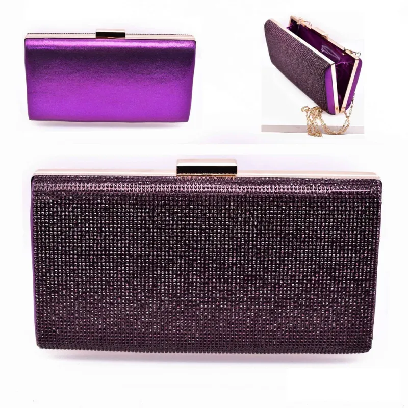 GOLD PURPLE PRINT EVENING BAG ( 12168 GPU ) made by Oh My Jewelry