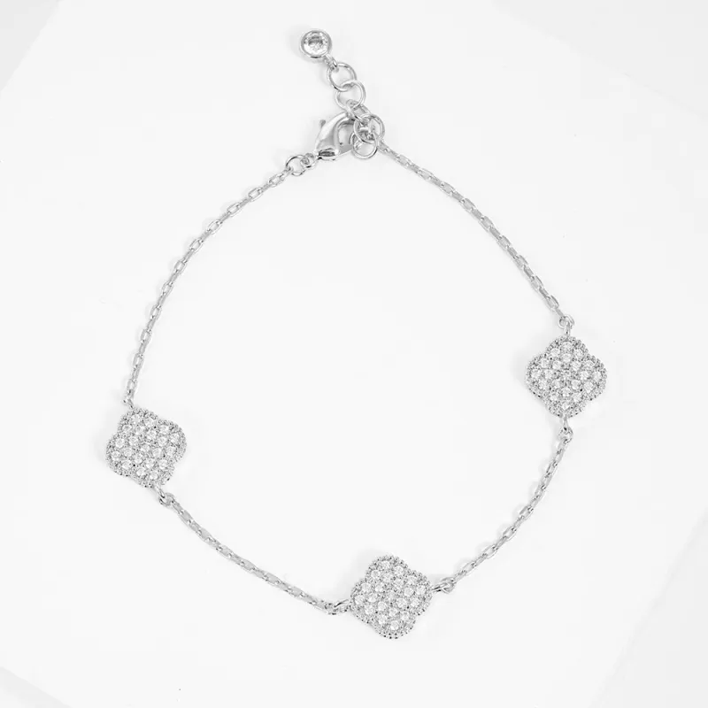 SILVER WHITE GOLD DIPPED BRACELET CLEAR CZ CUBIC ZIRCONIA STONES ( 2834 RCR ) sold by Oh My Jewelry