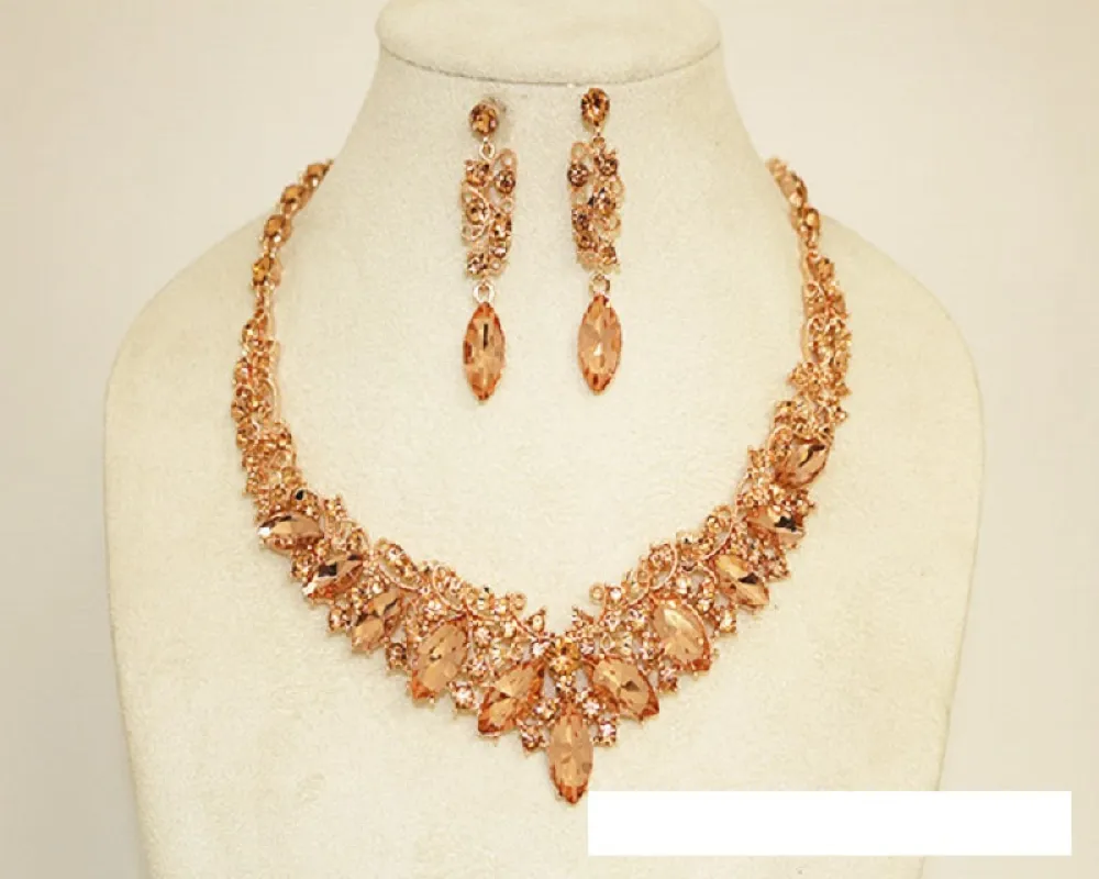 ROSE GOLD NECKLACE SET VIOLET STONES ( 1046 RGPEA ) sold by Oh My Jewelry
