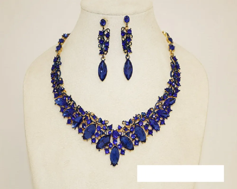 GOLD NECKLACE SET BLUE STONES ( 1046 GSA ) sold by Oh My Jewelry
