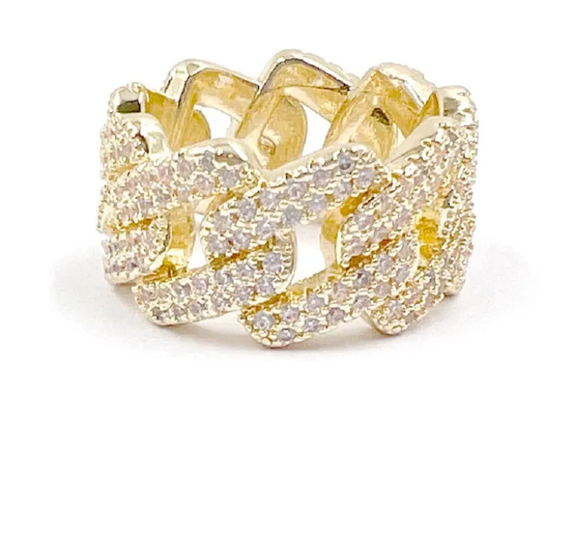 GOLD RING CLEAR STONES SIZE 8 ( 0042 2C ) sold by Oh My Jewelry