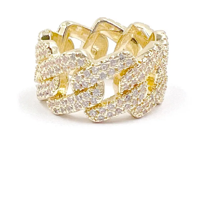 GOLD RING CLEAR STONES SIZE 9 ( 0042 2C ) sold by Oh My Jewelry