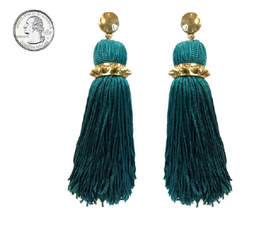 GREEN TASSEL EARRINGS ( 4220 DGRN ) made by Cyrus