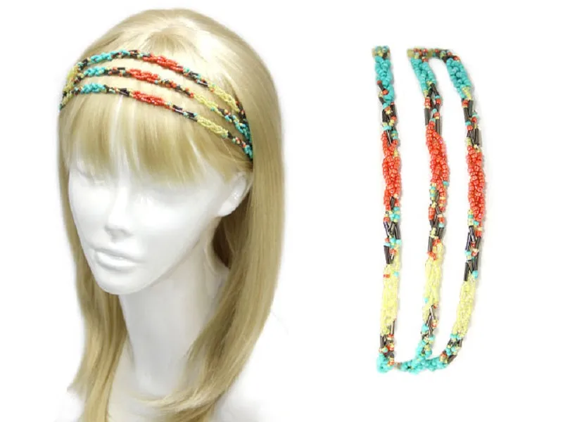 GOLD BROWN TURQUOISE BEAD HEAD BAND ( 0005 MT1 ) sold by Oh My Jewelry