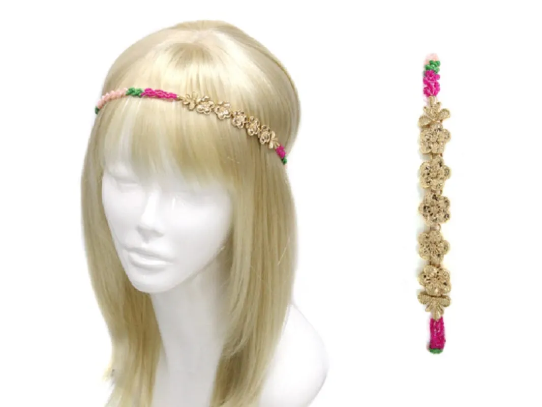 GREEN PINK GOLD FLOWER HEAD BAND ( 0067 GMT ) sold by Oh My Jewelry
