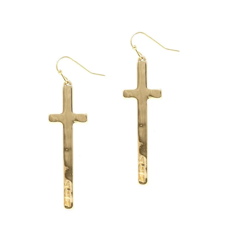GOLD CROSS EARRINGS ( 2339 GD ) sold by Oh My Jewelry