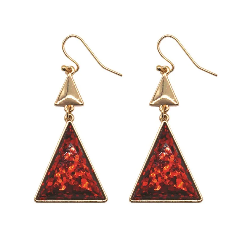 2" DANGLE RED TRIANGLE EARRINGS ( 4840 RE ) sold by Oh My Jewelry
