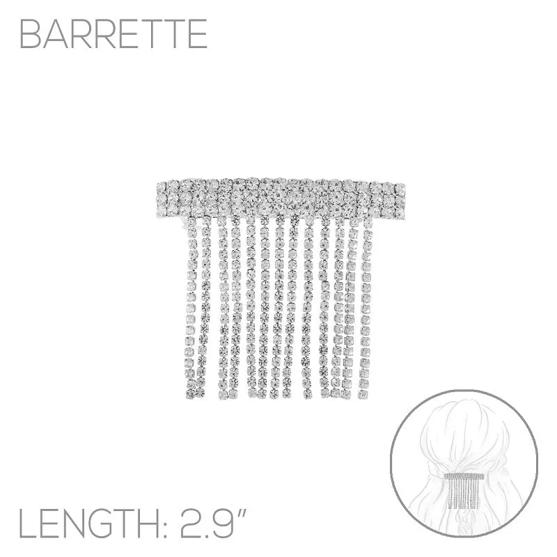 SILVER FRINGE HAIR CLIP CLEAR STONES ( 72055 CRS ) sold by Oh My Jewelry