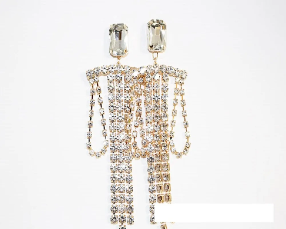 GOLD EARRINGS CLEAR STONES ( 1680 GCRY ) sold by Oh My Jewelry