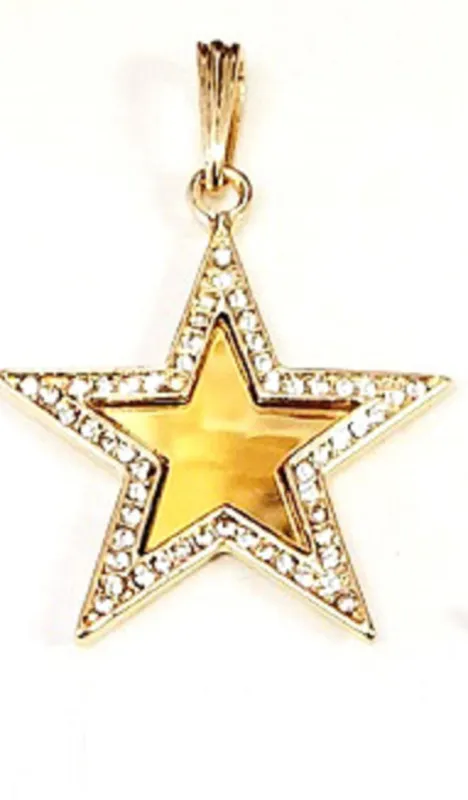 GOLD NECKLACE STAR PENDANT CLEAR STONES ( 122 G ) sold by Oh My Jewelry