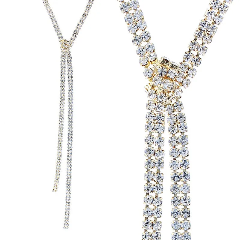 GOLD NECKLACE SET CLEAR STONES ( 17352 CRG ) sold by Oh My Jewelry