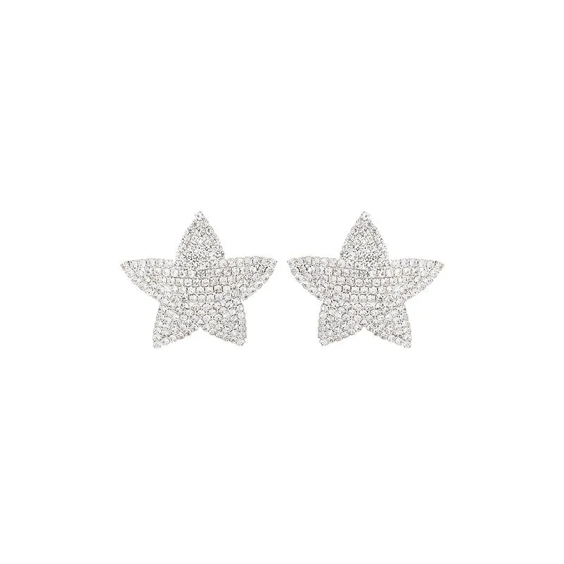 SILVER STAR EARRINGS CLEAR STONES ( 27105 CRS ) sold by Oh My Jewelry
