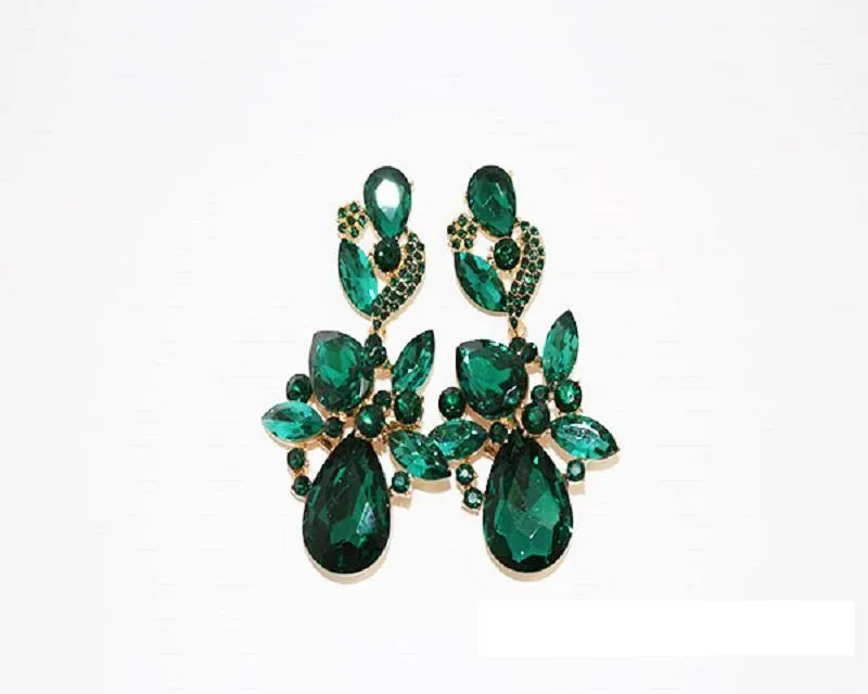 GOLD FLORAL EARRINGS GREEN STONES ( 1231 GDGN ) sold by Oh My Jewelry