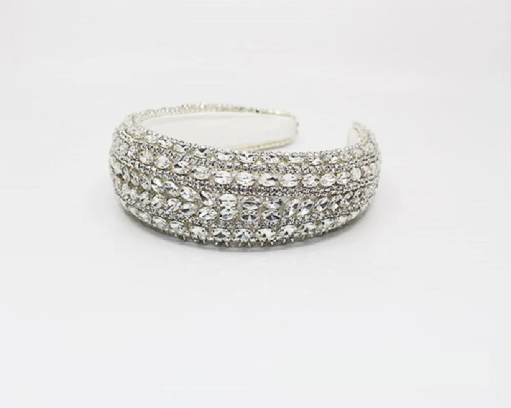 WHITE HEADBAND CLEAR STONES ( 1100 SCRY ) sold by Oh My Jewelry