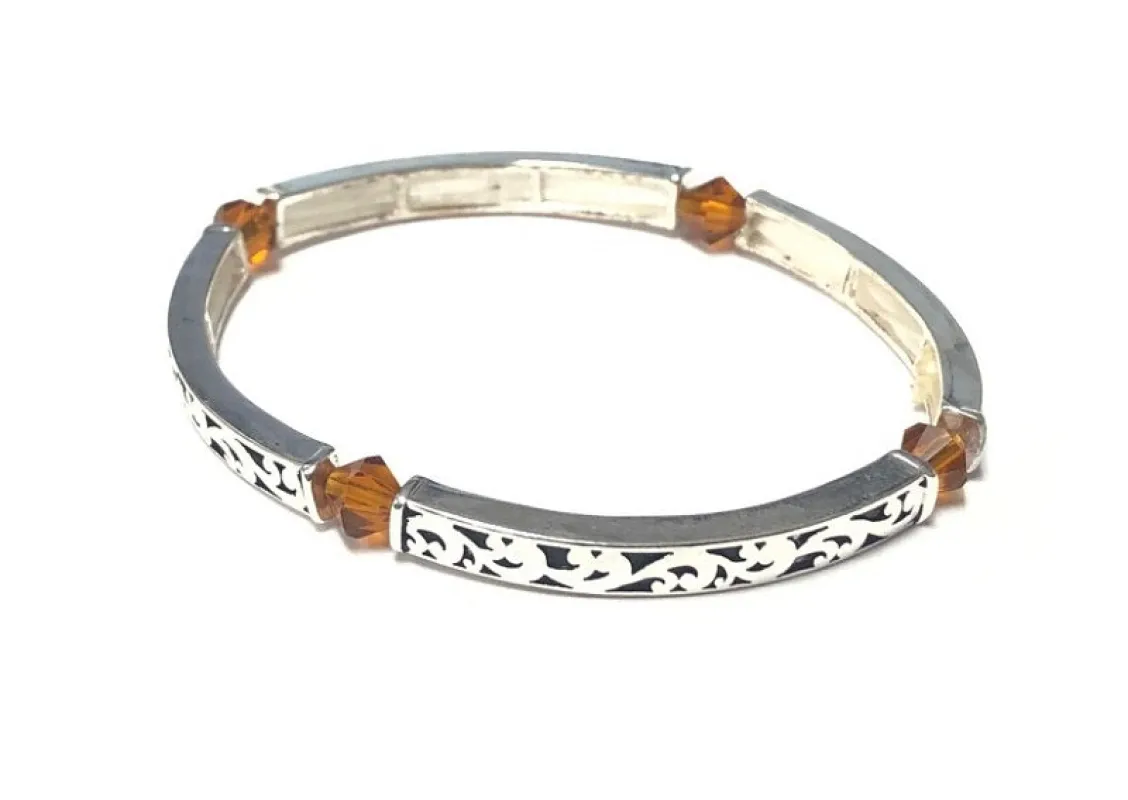 SILVER STRETCH BRACELET TOPAZ STONES ( 6910 ASB ) sold by Oh My Jewelry