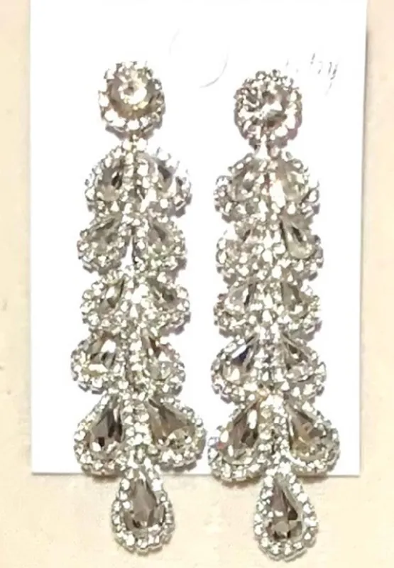 SILVER EARRINGS CLEAR STONES ( 3186 RCL ) sold by Oh My Jewelry