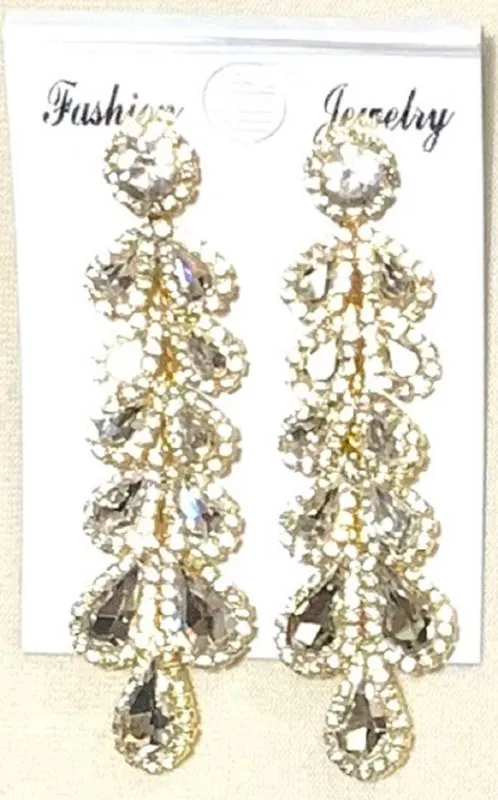 GOLD EARRINGS CLEAR STONES ( 3186 GCL ) sold by Oh My Jewelry