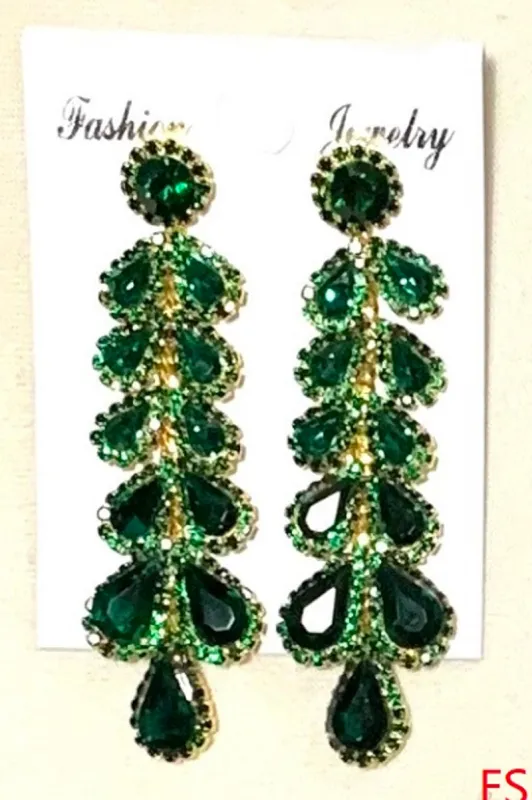 GOLD EARRINGS GREEN STONES ( 3186 GGN ) sold by Oh My Jewelry
