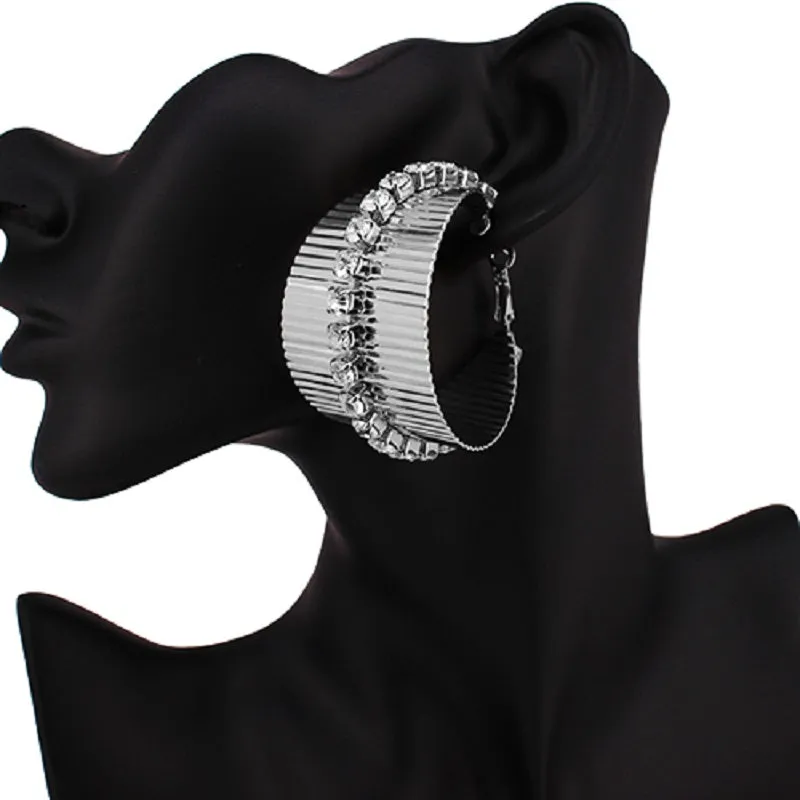 SILVER HOOP EARRINGS CLEAR STONES ( 4241 RDCLR ) sold by Oh My Jewelry