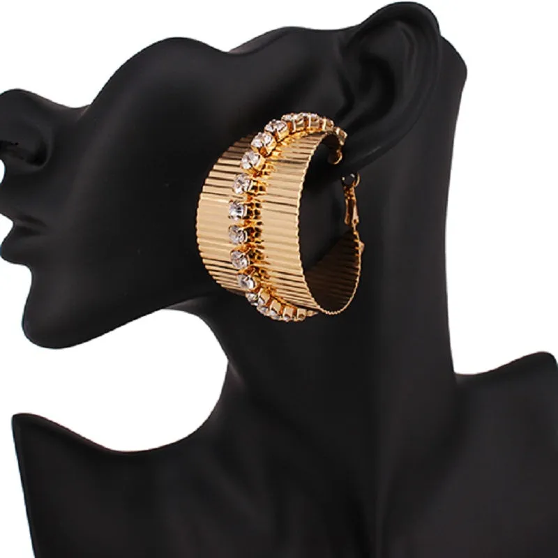 GOLD HOOP EARRINGS CLEAR STONES ( 4241 GDCLR ) sold by Oh My Jewelry