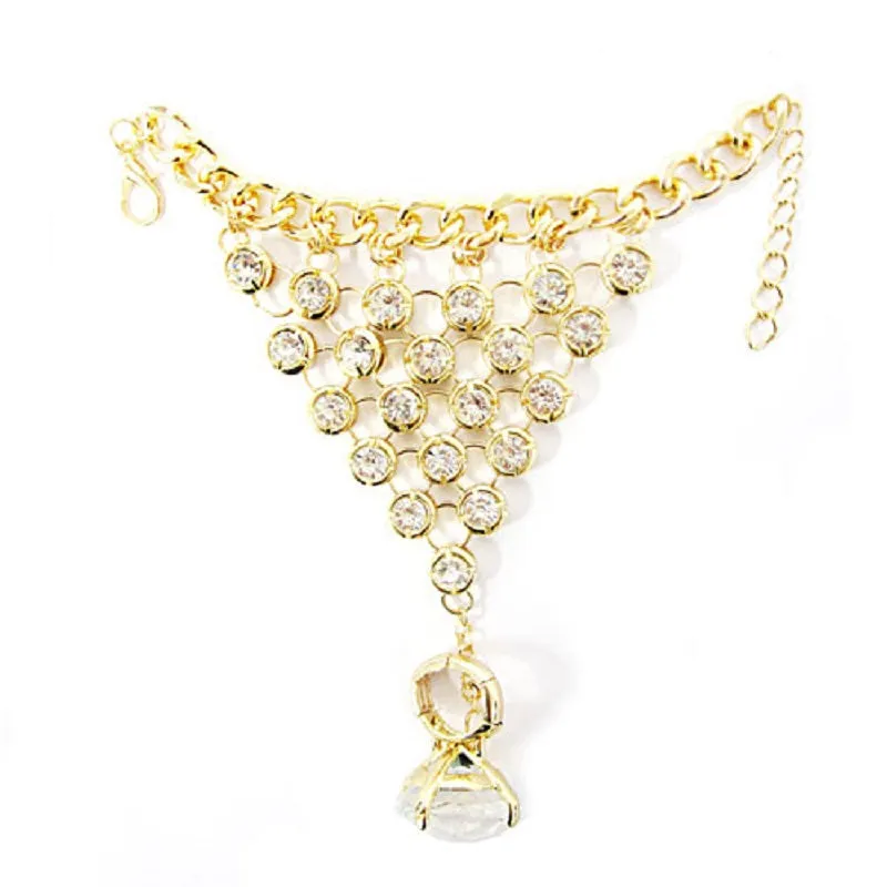 GOLD HAND CHAIN CLEAR STONES ( 7018 GDCLR ) sold by Oh My Jewelry
