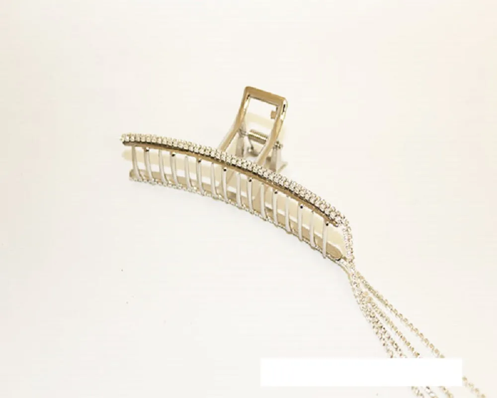 SILVER HAIR CLIP CLEAR STONES ( 2035 SCRY ) sold by Oh My Jewelry