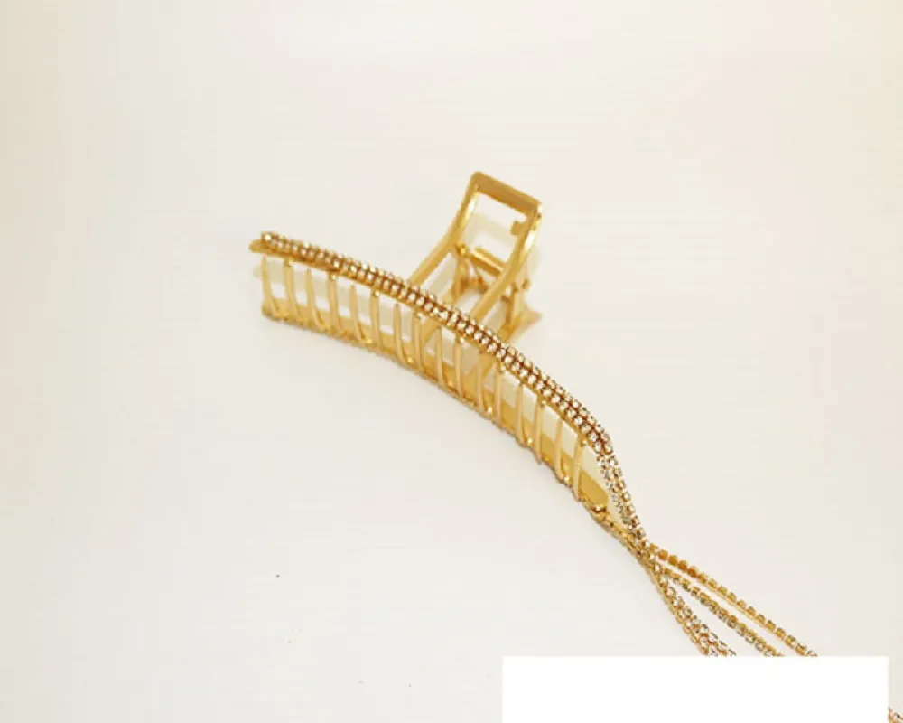GOLD HAIR CLIP CLEAR STONES ( 2035 GCRY ) sold by Oh My Jewelry