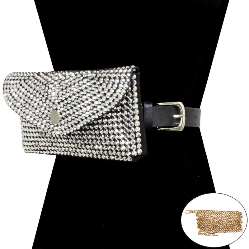 BLACK WAIST BAG SILVER STONES ( 2841 RDSV ) made by Oh My Jewelry