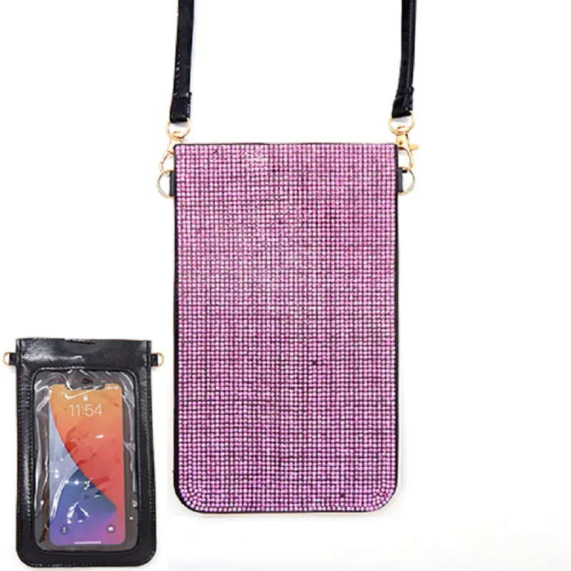 PHONE BAG CLEAR PINK STONES BOSS ( 6144 PNK ) sold by Oh My Jewelry