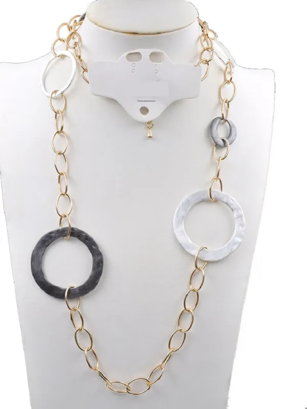 LONG GOLD SILVER HEMATITE NECKLACE ( 223308 MTNK ) sold by Oh My Jewelry