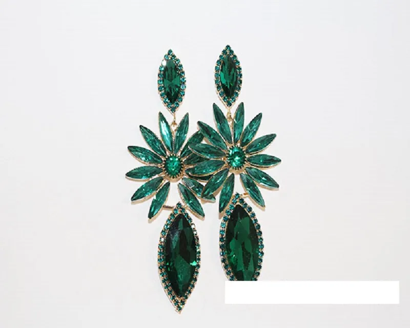 GOLD EMERALD CHANDELIER EARRINGS ( 1521 GEME ) sold by Oh My Jewelry