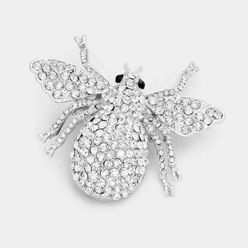 SILVER INSECT BROOCH CLEAR STONES ( 0651 SCL ) sold by Oh My Jewelry