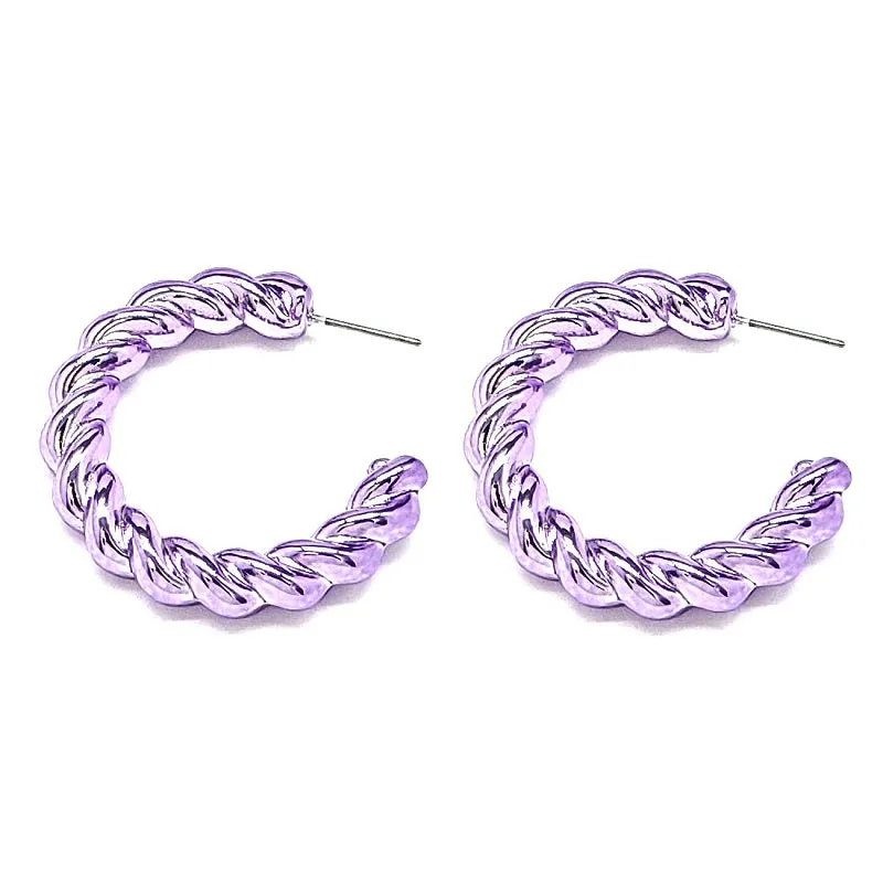 PURPLE HOOP EARRINGS ( 8213 PP ) made by Oh My Jewelry