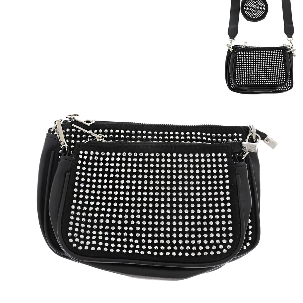 BLACK BAG SILVER STONES ( 12146 S ) sold by Oh My Jewelry
