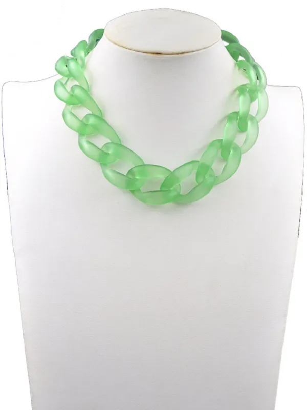 GREEN GOLD ACRYLIC NECKLACE ( 222003 GRNK ) sold by Oh My Jewelry