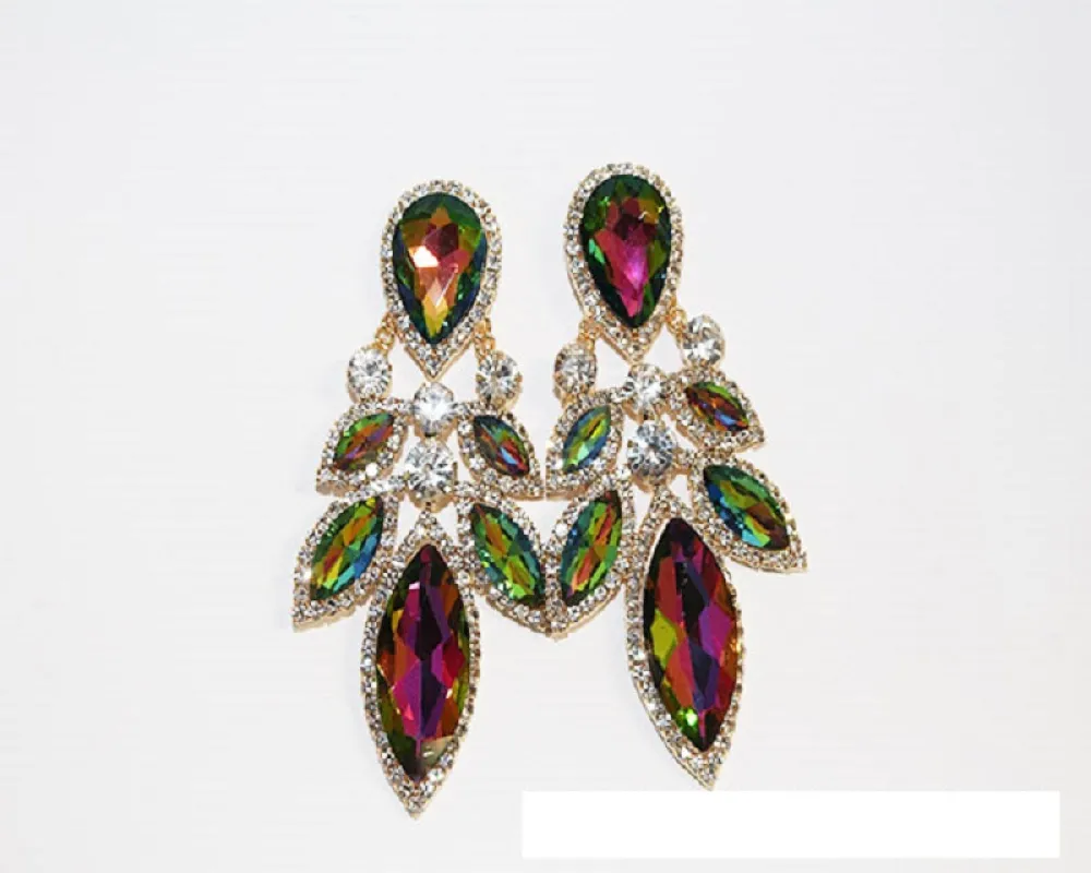 GOLD EARRINGS VITRAIL OIL SPILL STONES ( 1522 GEMEAB ) sold by Oh My Jewelry