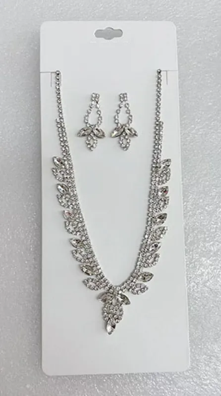 SILVER NECKLACE SET CLEAR STONES ( 2023 RCRY ) sold by Oh My Jewelry