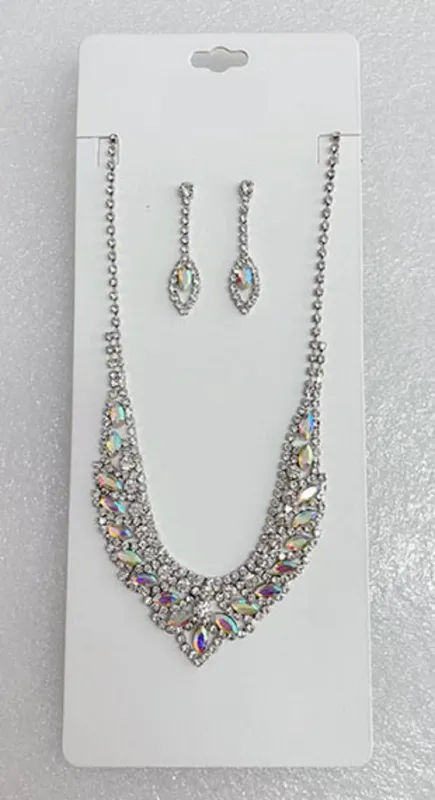 SILVER NECKLACE CLEAR AB STONES ( 2011 RCRYAB ) sold by Oh My Jewelry