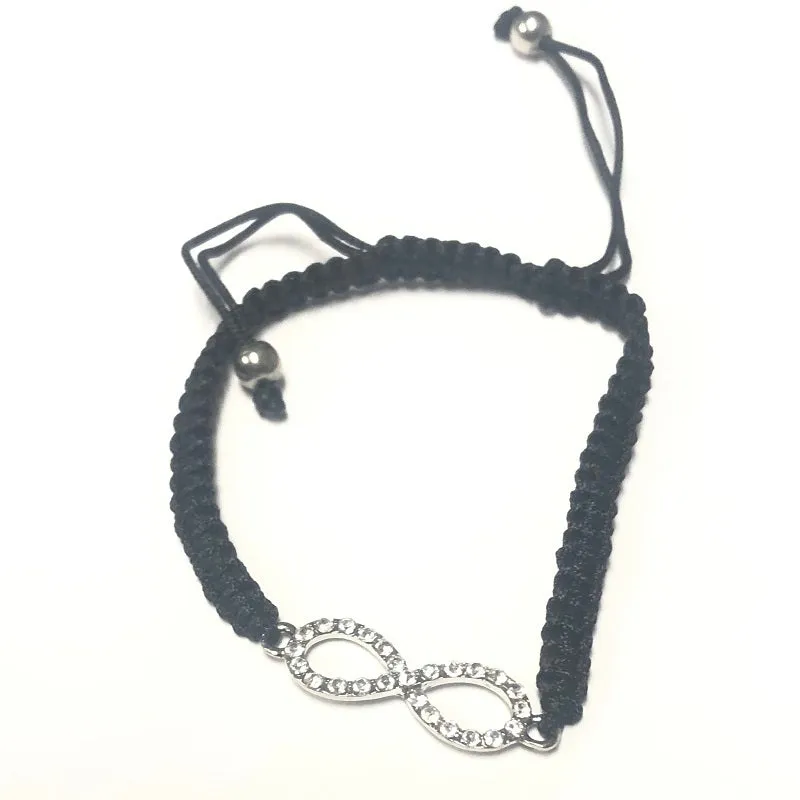 BLACK SILVER ADJUSTABLE BRACELET INFINITY CLEAR STONES ( 1246 RDCLR ) sold by Oh My Jewelry