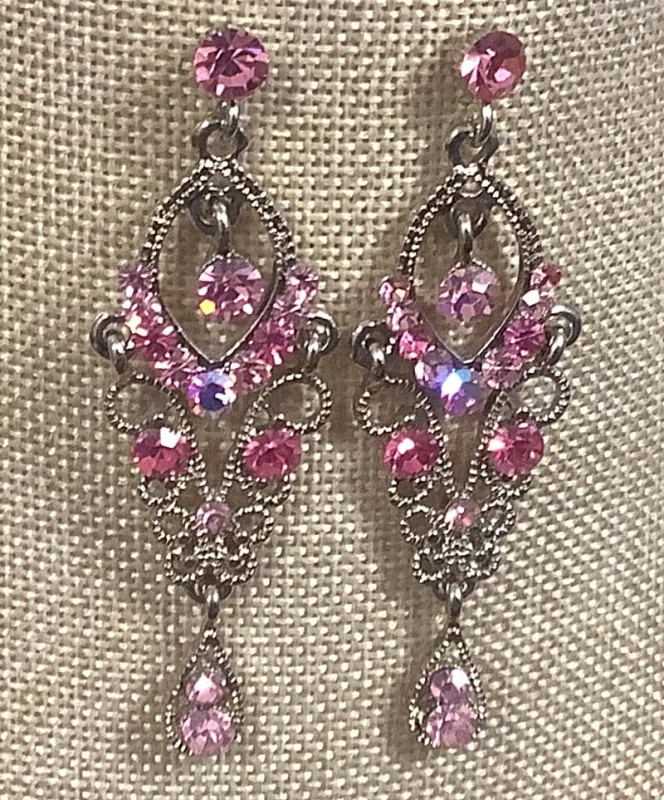 SILVER EARRINGS PINK STONES ( 042 PK ) sold by Oh My Jewelry