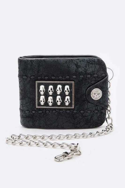 BLACK LEATHER BIKER WALLET SKULL CHAIN ( 1719 ) sold by Oh My Jewelry