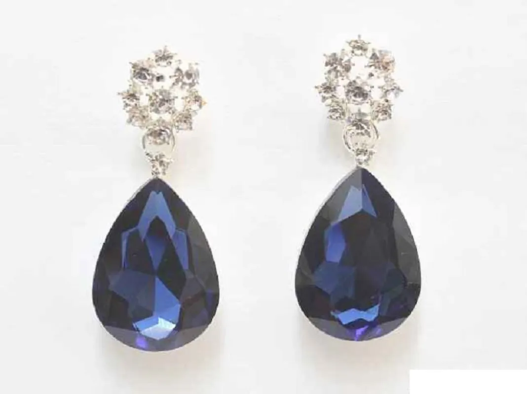SILVER EARRINGS CLEAR BLUE STONES ( 5898 SMON ) sold by Oh My Jewelry