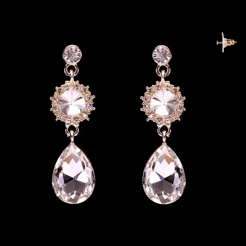 GOLD EARRINGS CLEAR STONES ( 310 GCL ) sold by Oh My Jewelry